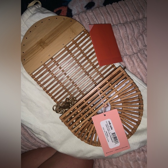 CULT GAIA
Ark Cutout Bamboo Flap Crossbody Bag In Natural NWT $260 fall  purse - Picture 11 of 11